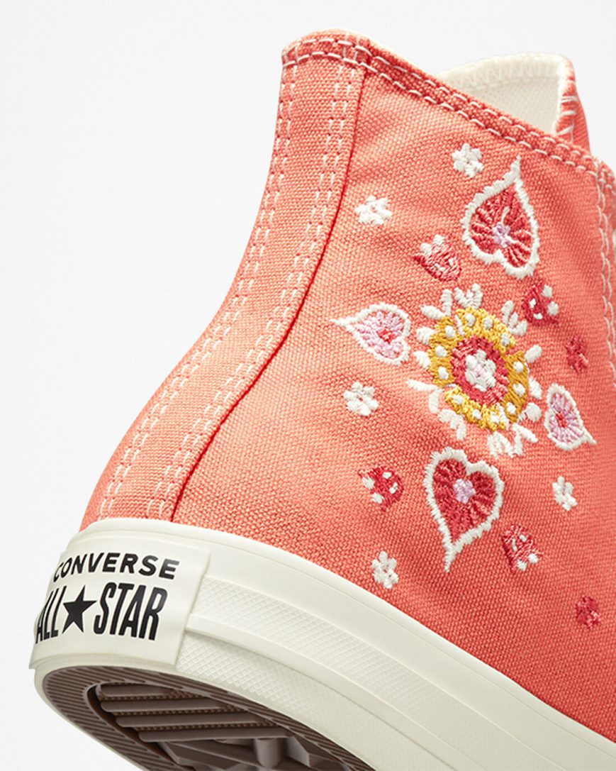 Tenisi Inalti Dama Converse Chuck Taylor All Star Floral Embroidery Portocalii Negrii | RO XGOFD075